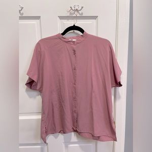 Uniqlo Pink Short Sleeve Button-up Top
